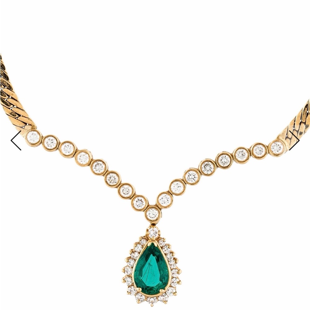 14K 1.17ctw Diamond & 1.15ct Emerald Collar Necklace